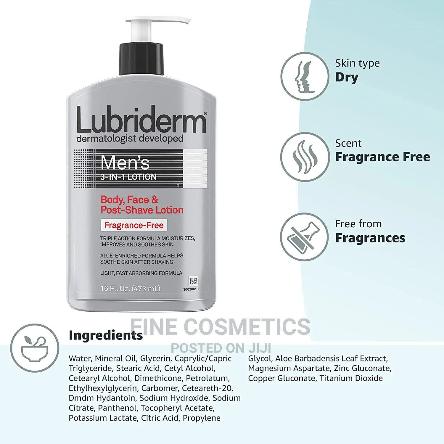 Lubriderm 3-in-1 Men's Moisturizing Body Lotion With Aloe