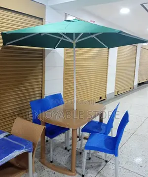 Plastic Durable Set of Chairs, Table and Umbrella