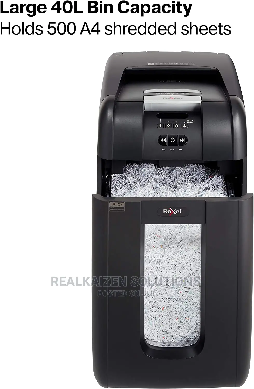 REXEL 40L Auto Feed 300X 300 Sheet Cross Cut Paper Shredder