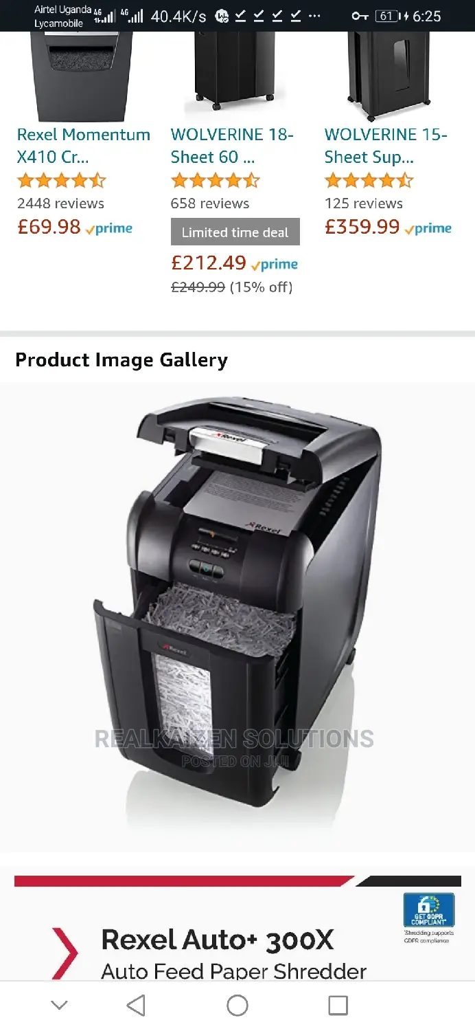 REXEL 40L Auto Feed 300X 300 Sheet Cross Cut Paper Shredder
