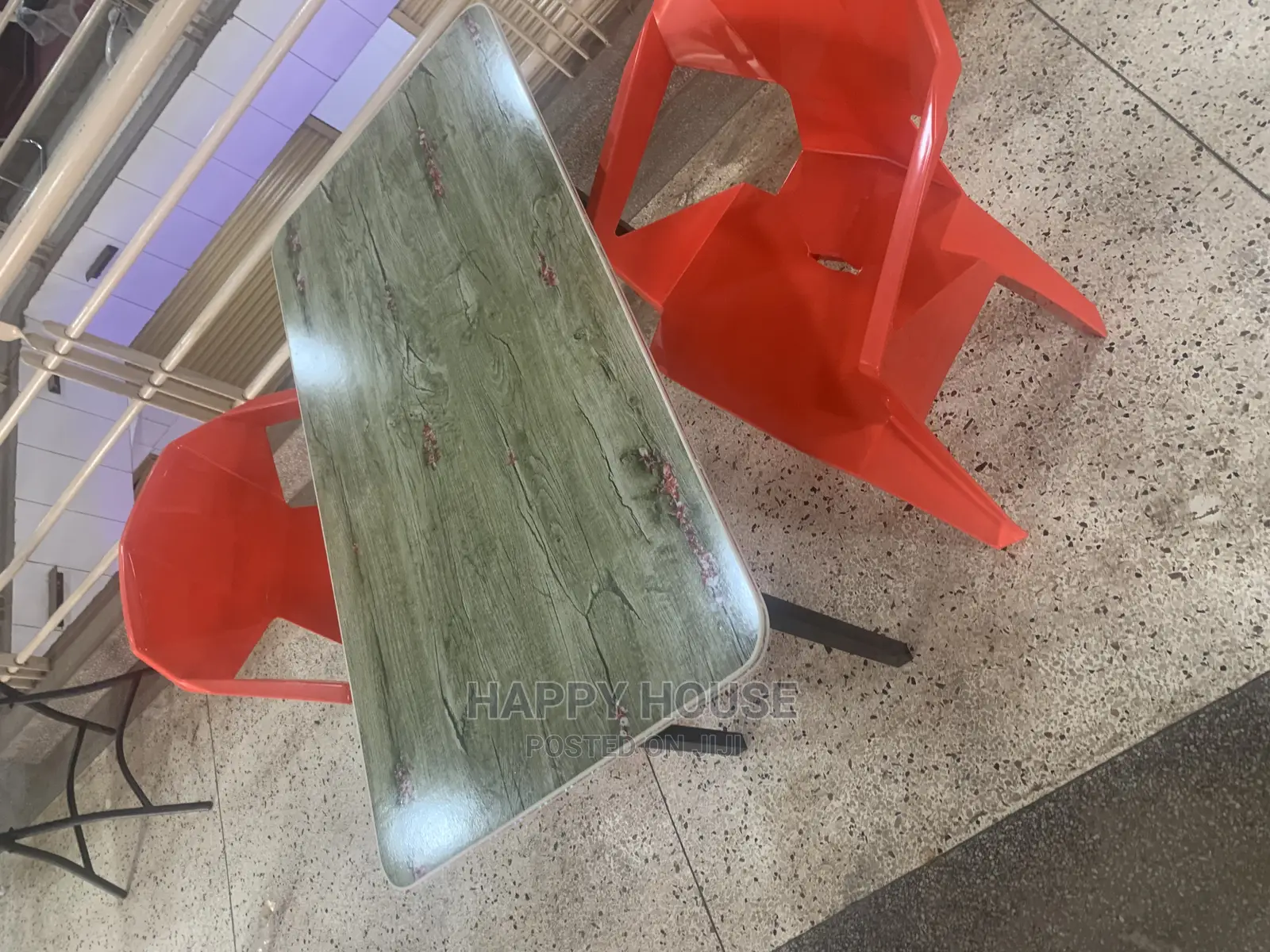 Foldable Rectangular Table and 2 Plastic Chairs