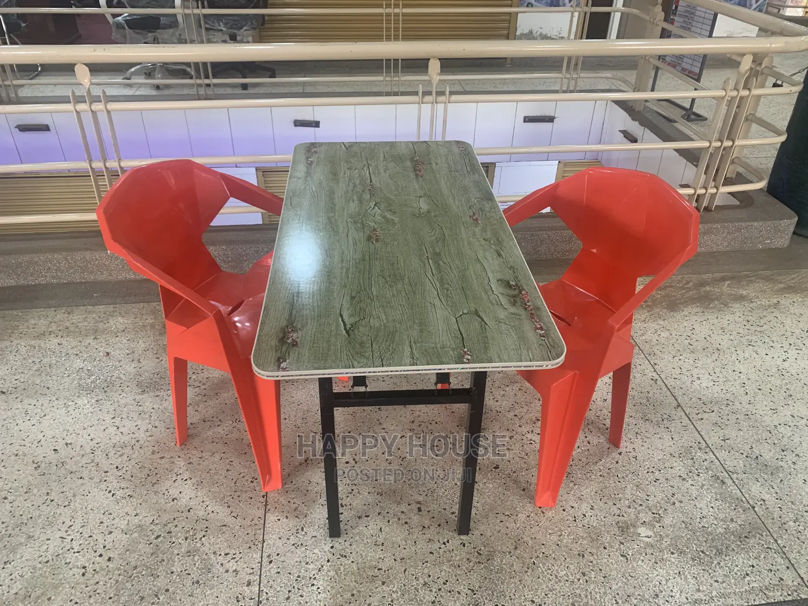 Foldable Rectangular Table and 2 Plastic Chairs