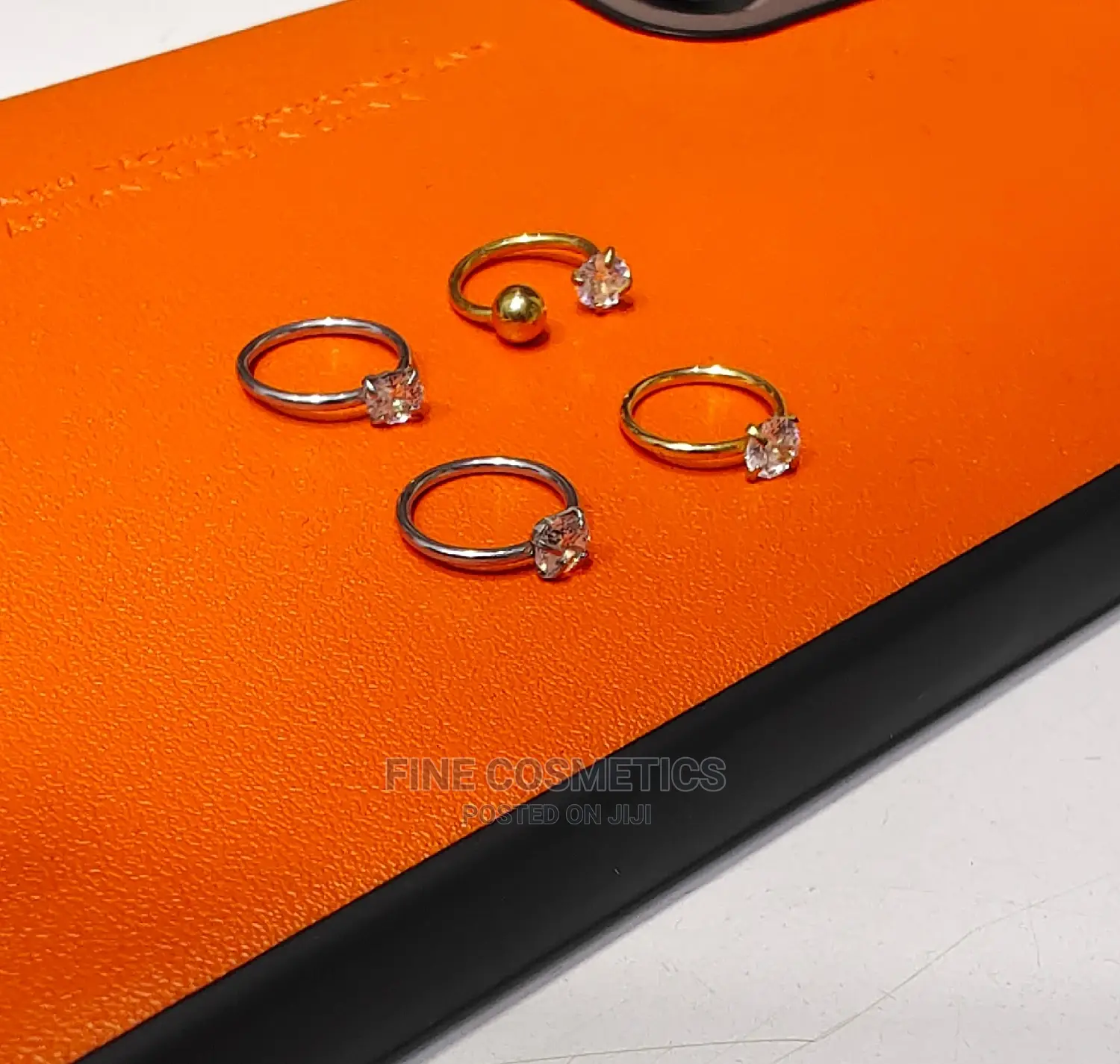 Beautiful Stainless Steel Nosering With Shiny Stone 8mm