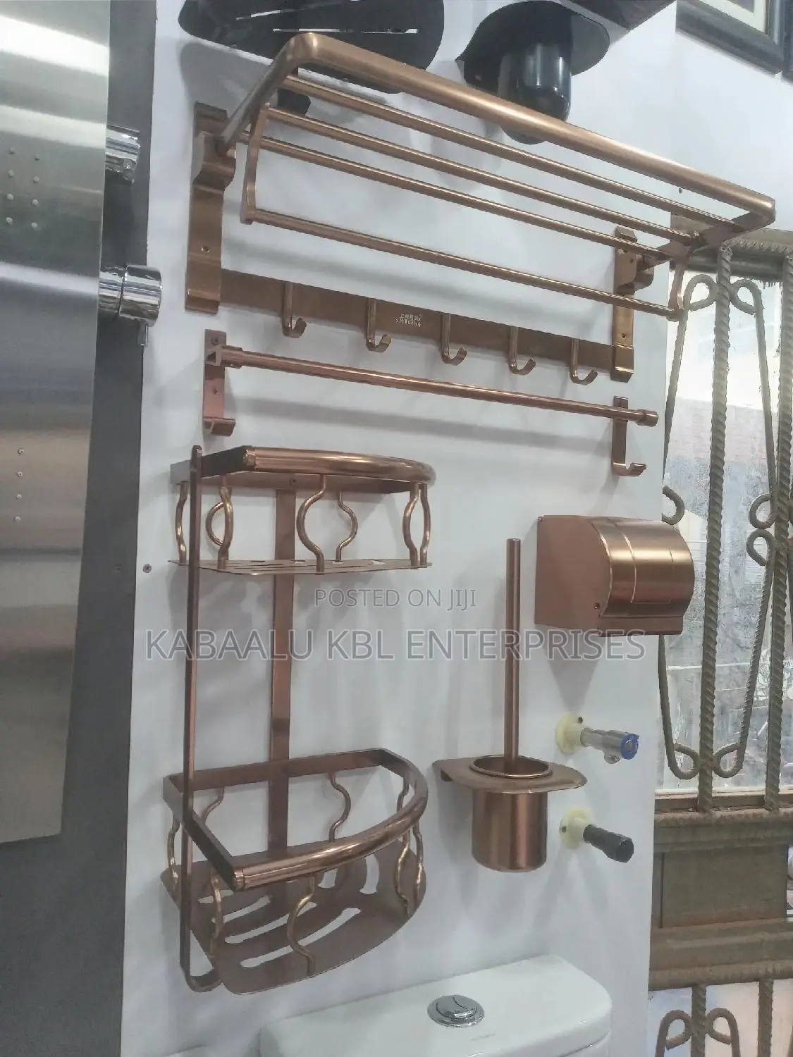 Bathroom Kit (Towel Rack, Corner Shelf, Toilet Brush and TP)