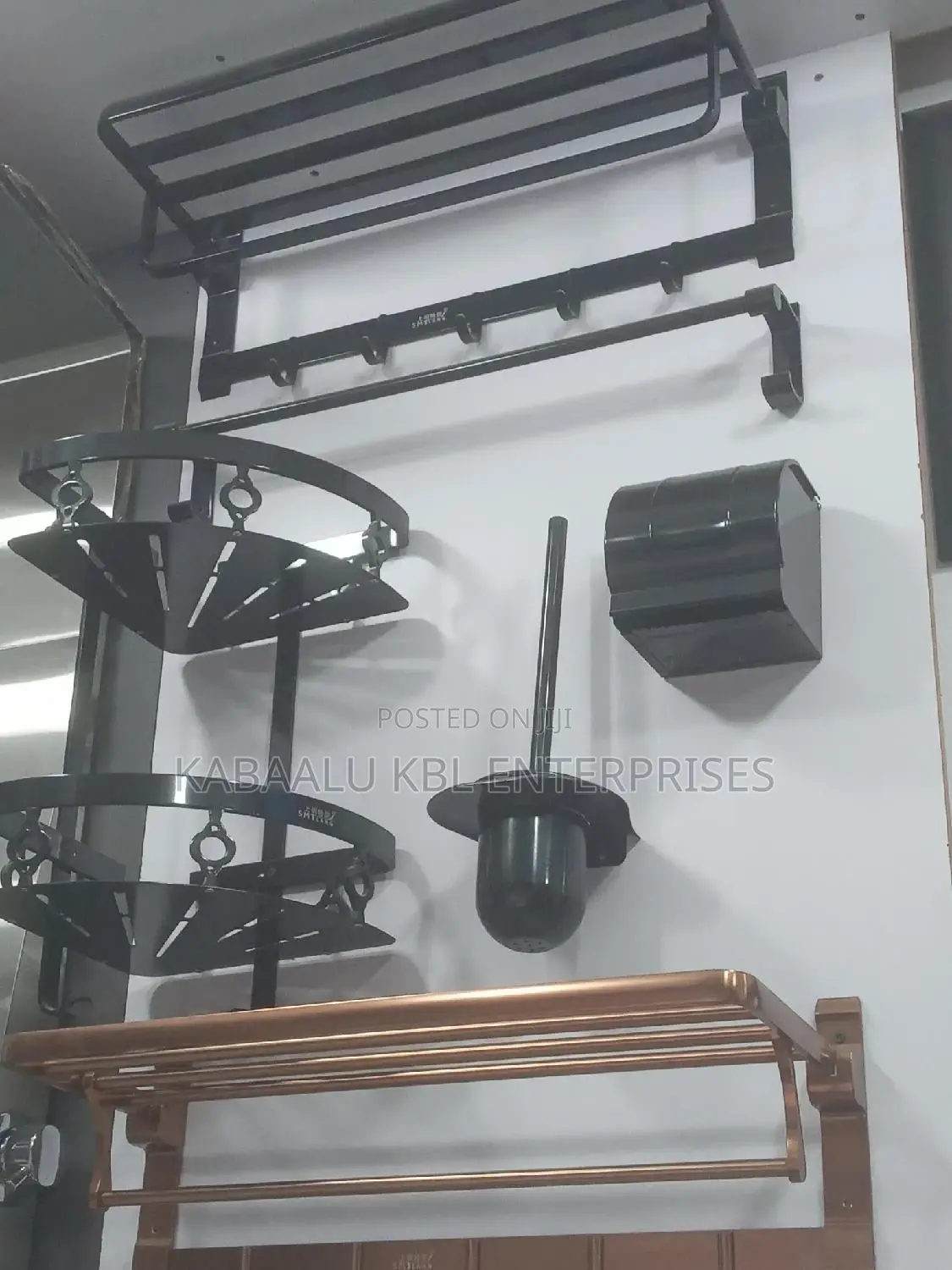 Bathroom Kit (Towel Rack, Corner Shelf, Toilet Brush and TP)