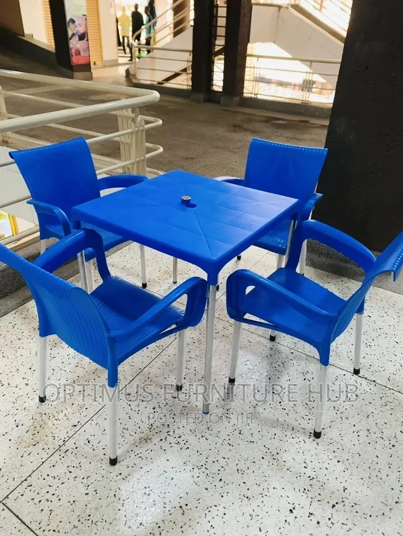 Blue Set (Table With 4 Plastic Chairs)