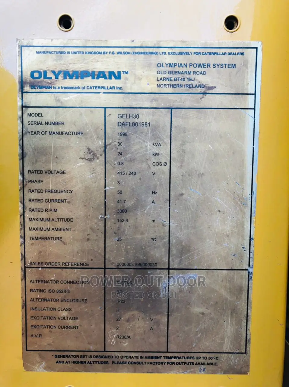 Olympian 30 Kva DIESEL Silent Generator