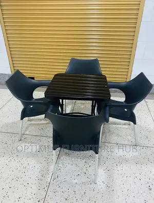 Black Set (Square Table 4 Chairs)