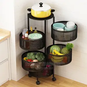 Multi-Purpose Shelves Round Basket Home