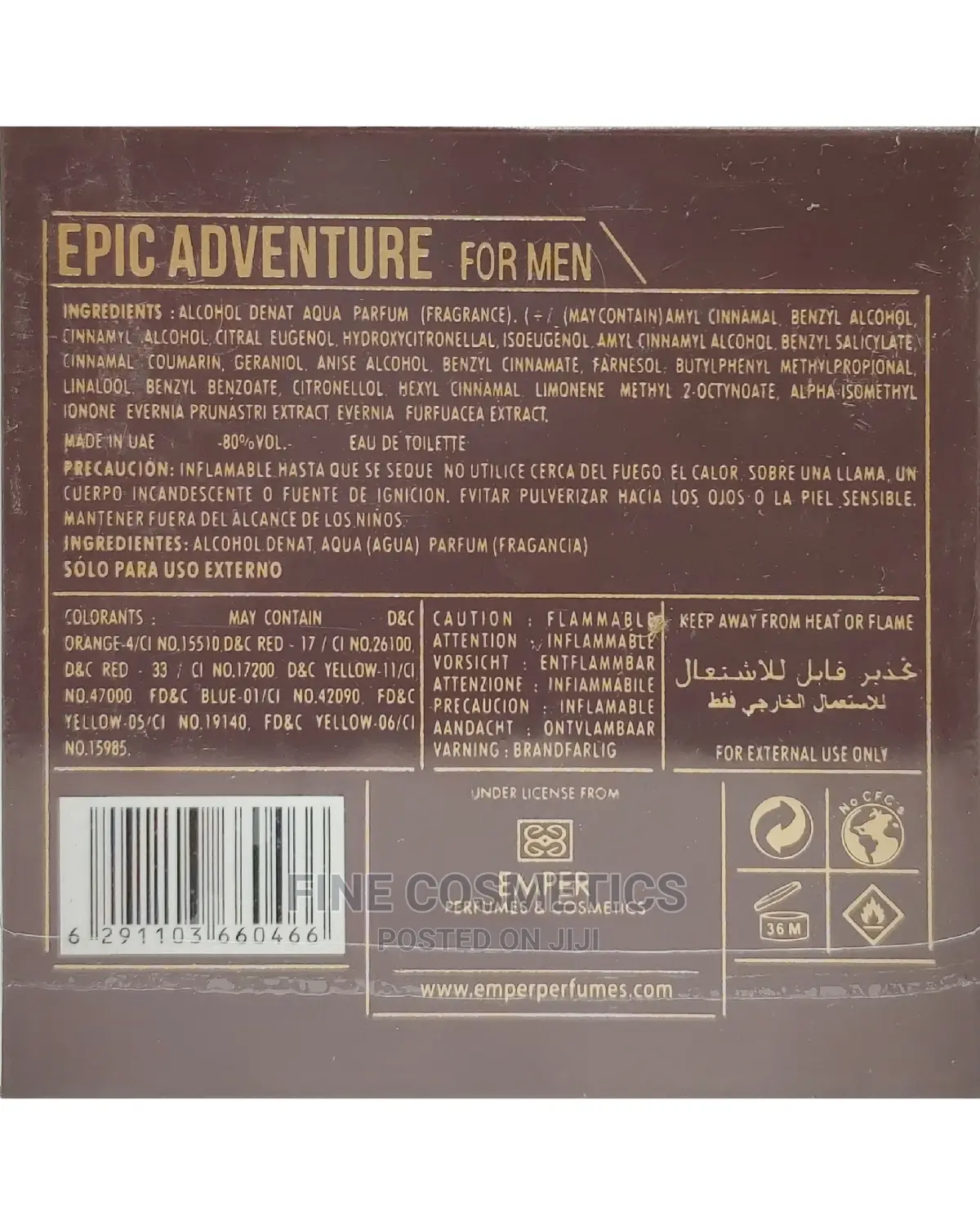 Original Epic Adventure Eau De Toilette Perfume for Men 100m