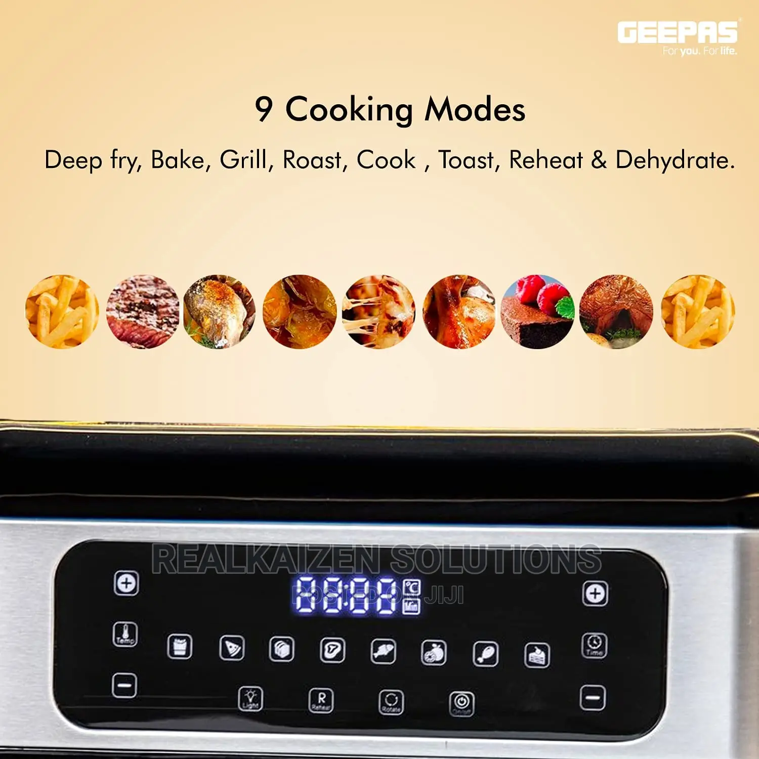 GEEPAS 10L 9 in 1 Digital LED Touch Screen Air Fryer Oven