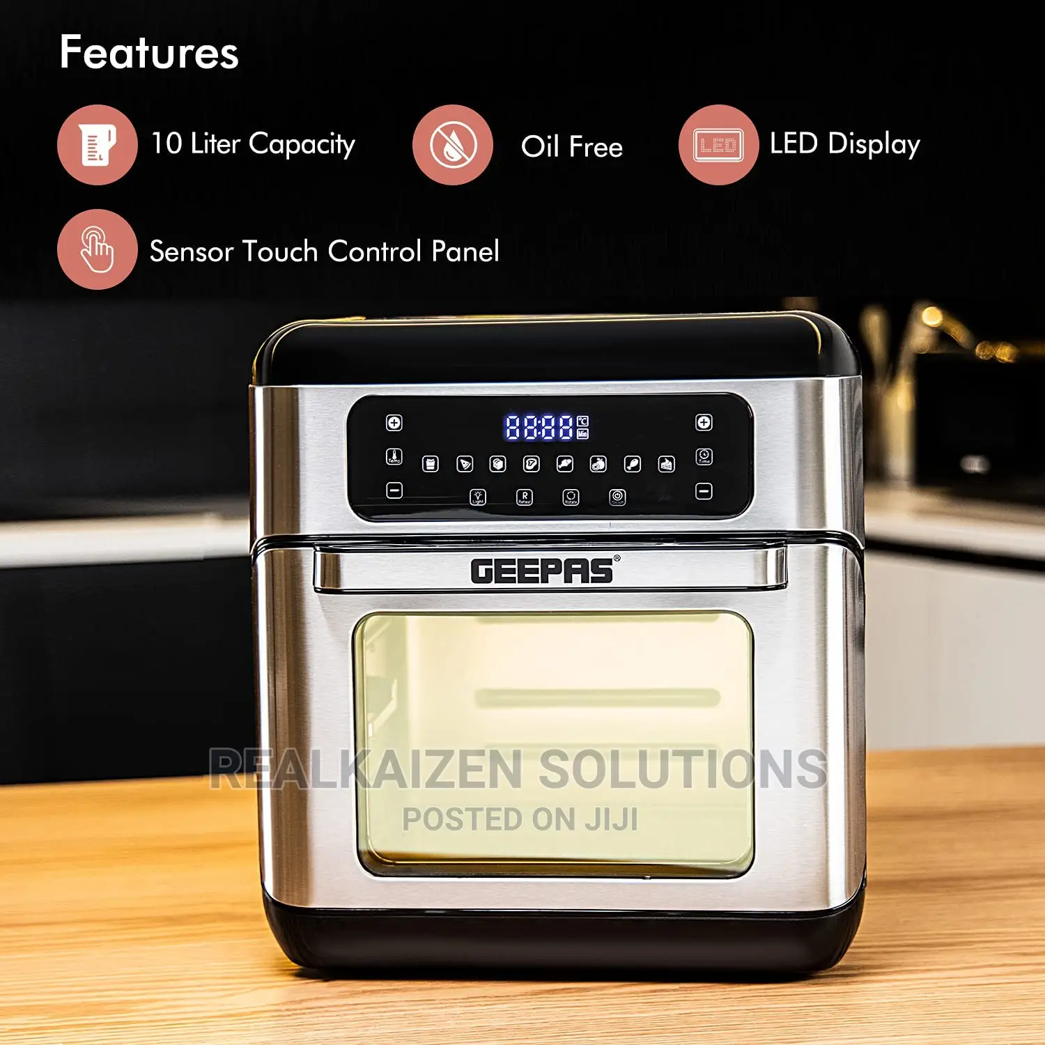 GEEPAS 10L 9 in 1 Digital LED Touch Screen Air Fryer Oven