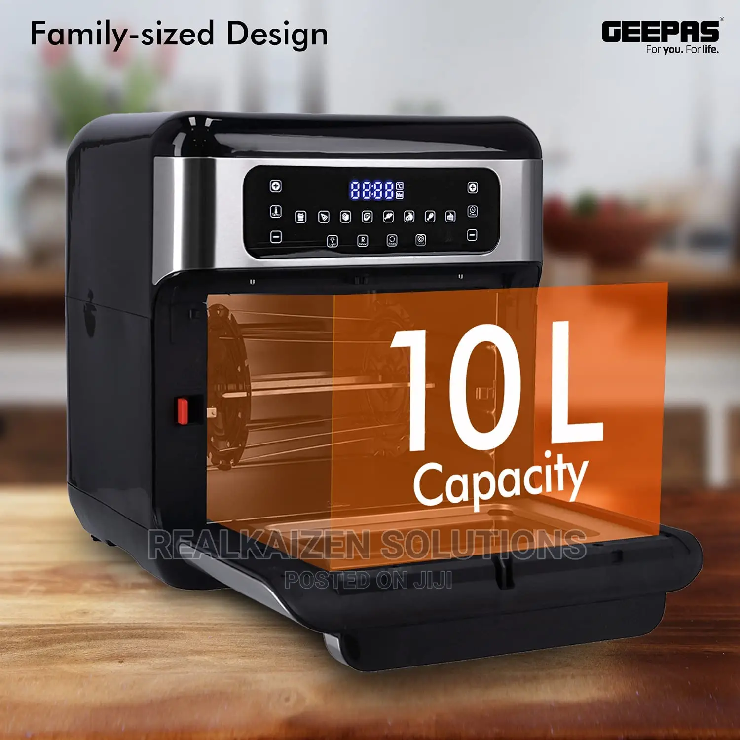 GEEPAS 10L 9 in 1 Digital LED Touch Screen Air Fryer Oven
