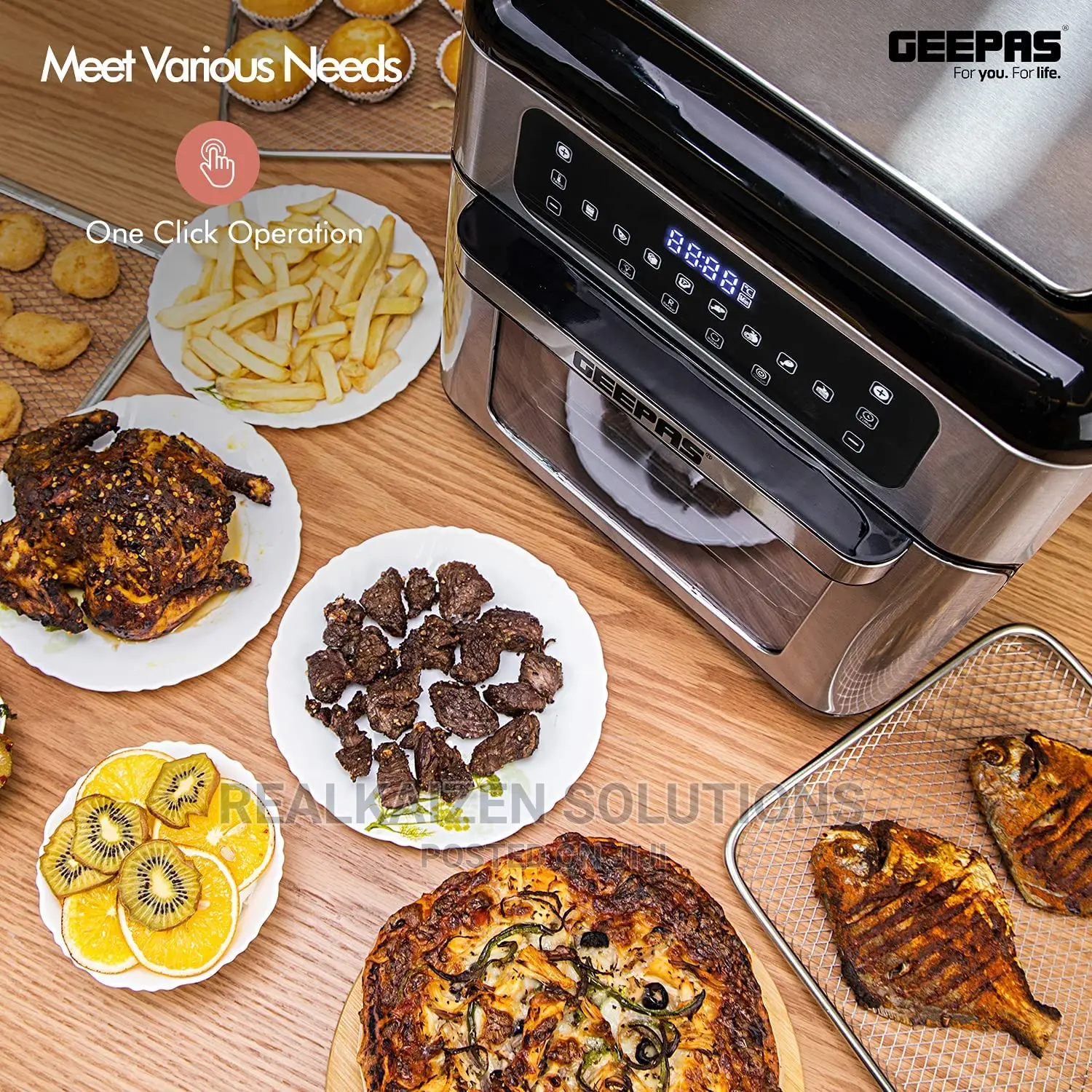 GEEPAS 10L 9 in 1 Digital LED Touch Screen Air Fryer Oven