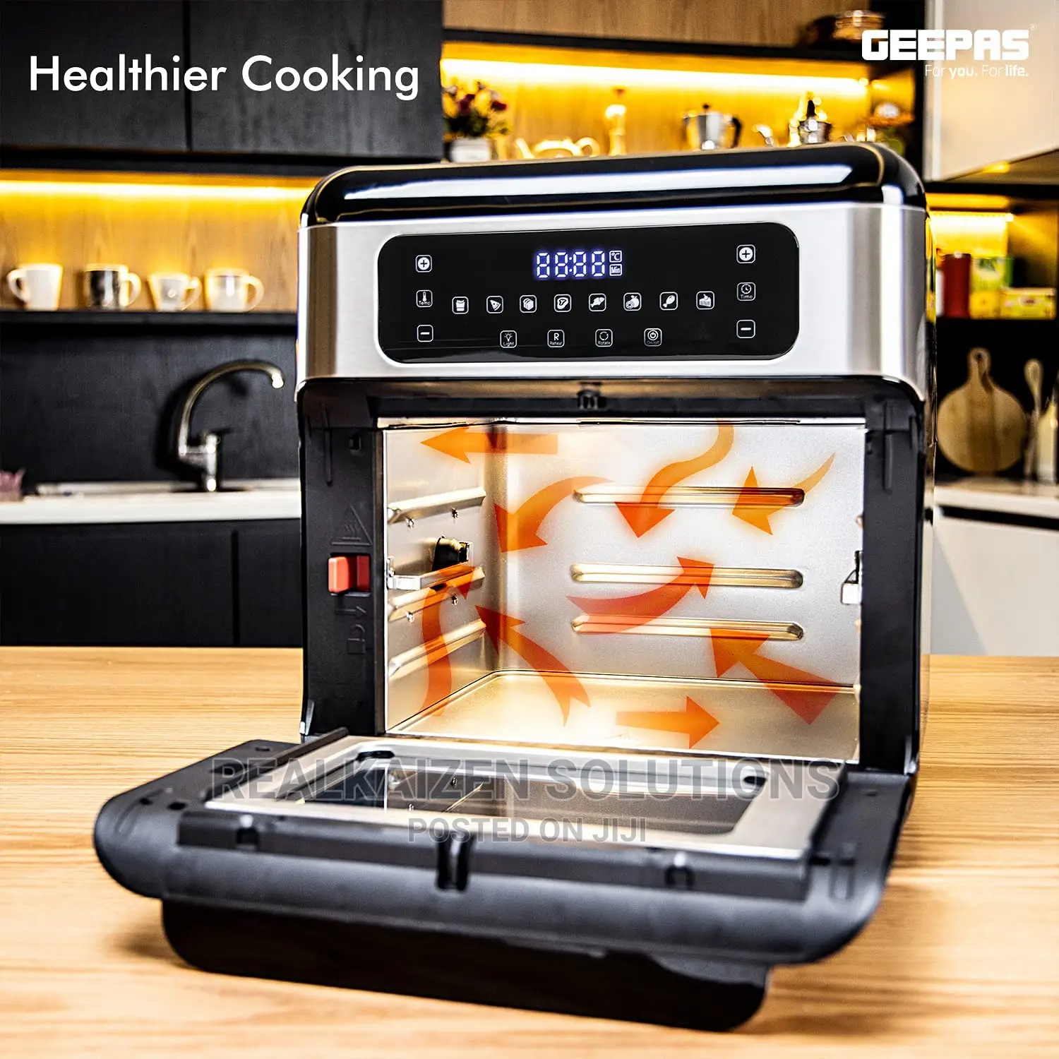 GEEPAS 10L 9 in 1 Digital LED Touch Screen Air Fryer Oven