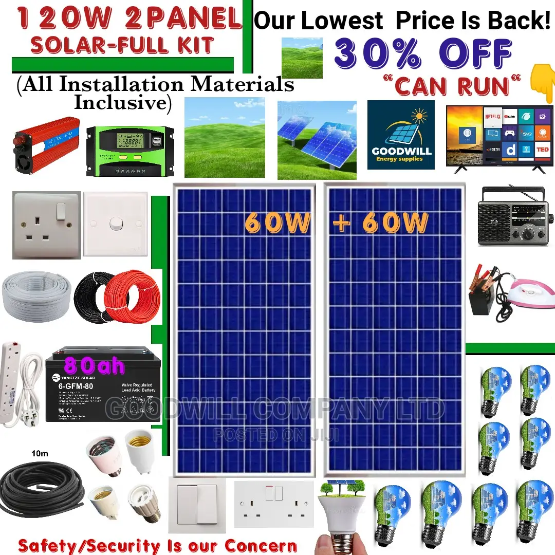 120w 2panel Solar System Full Kit