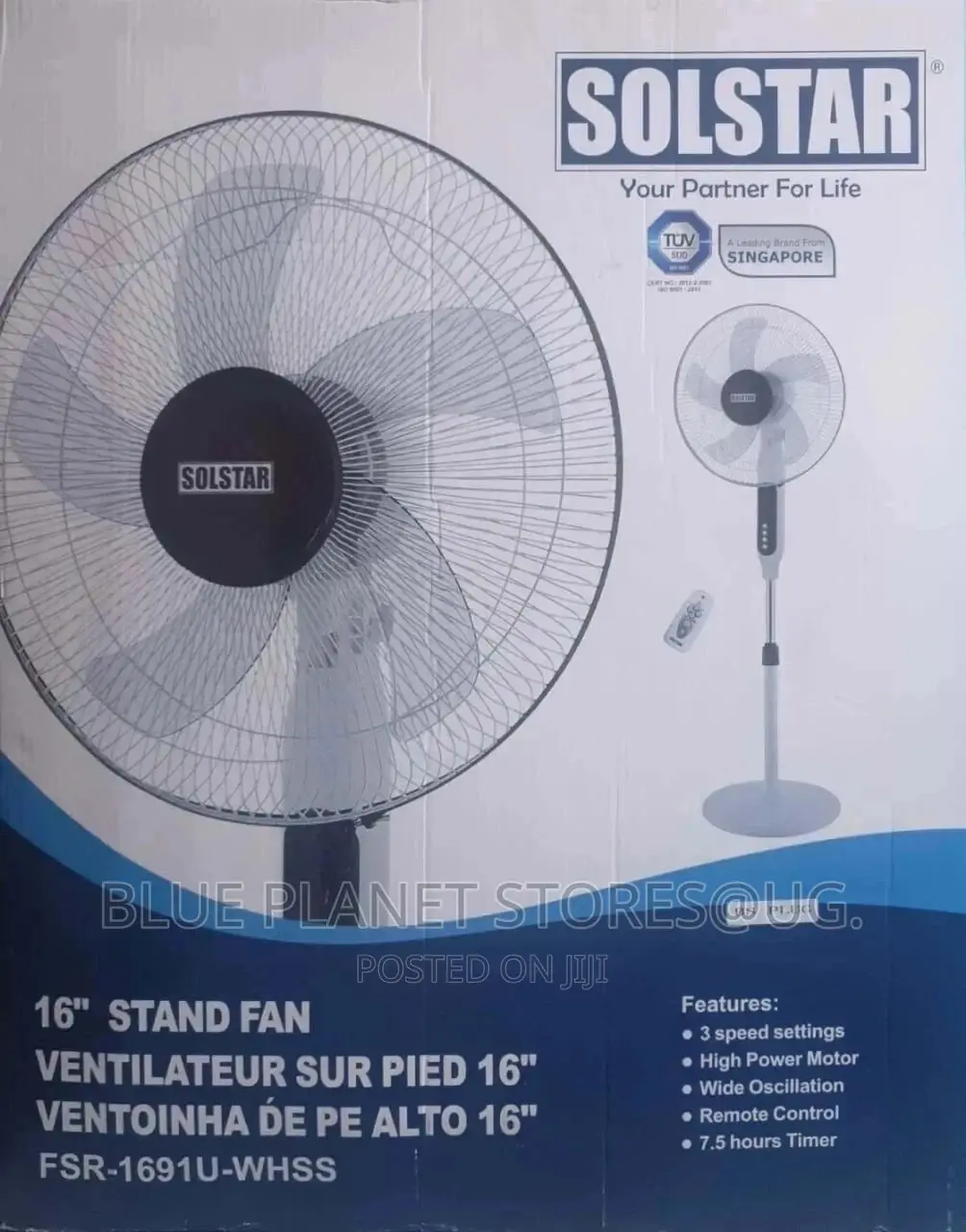 SOLSTAR "16" Stand Fans With a Remote || FSR-1691U-WHSS