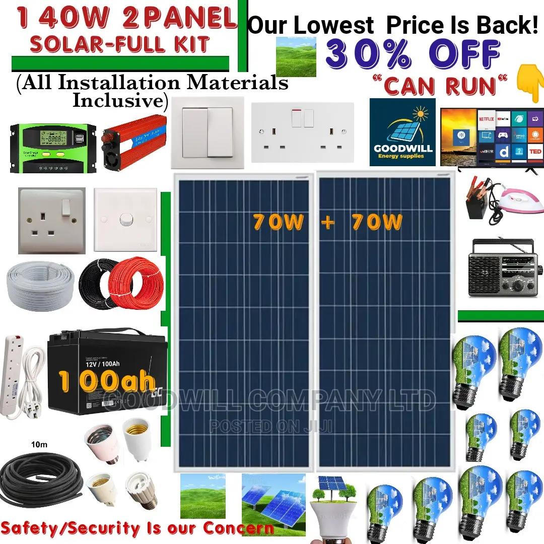 140w 2panel Solar System Full Kit