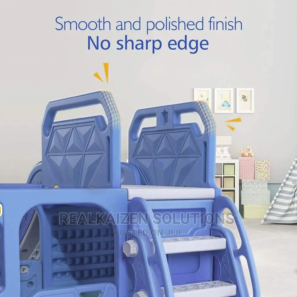 Multifunctional Kid Plastic Bus Slide Basket Ladder Play Set