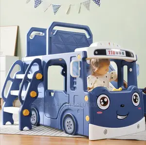 Multifunctional Kid Plastic Bus Slide Basket Ladder Play Set