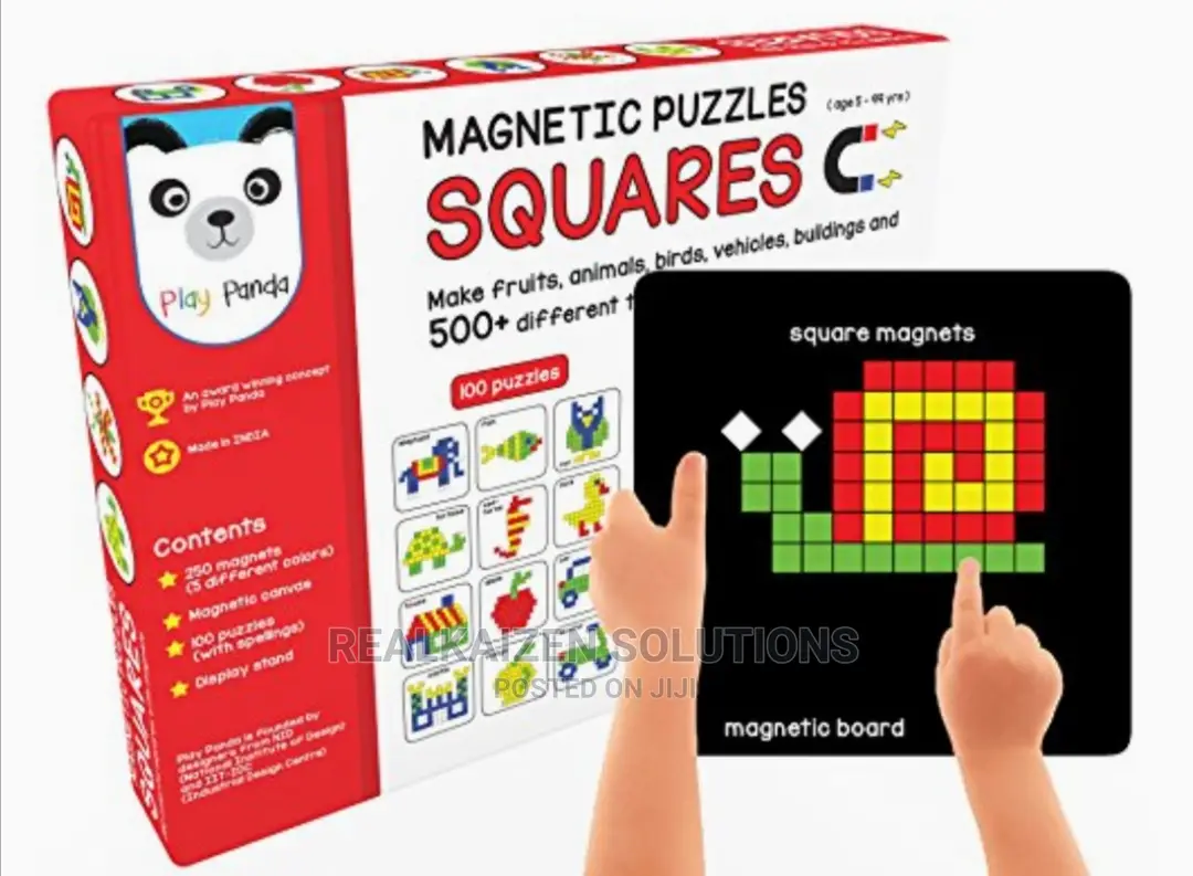 PLAY PANDA Colourful Magnetic Square Puzzles Gameboard