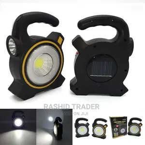 Solar Rechargeable COB LED Flood Light. - Black