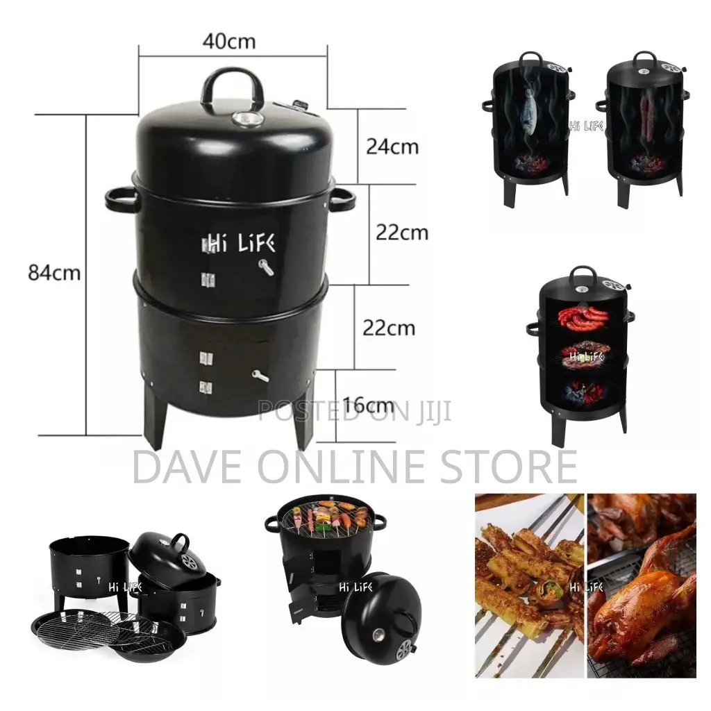 3 in 1 Portable BBQ Grill,Roaster,Smoker,Steamer