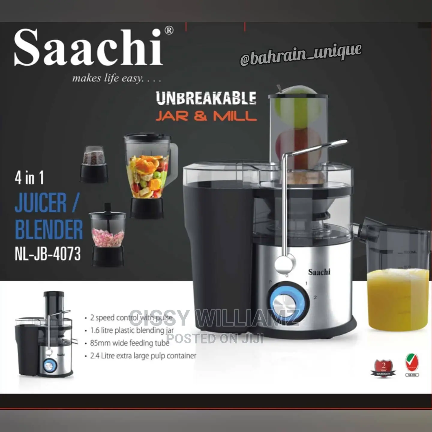 4 in 1 Saachi Juice Extractor Juice/Blender/Juice Extractor