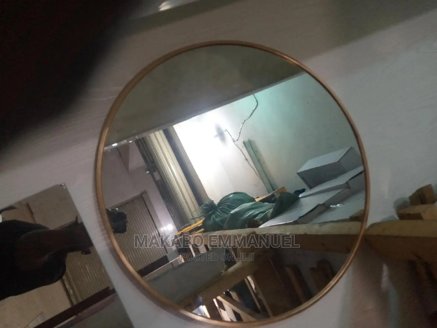 Golden Round Mirror