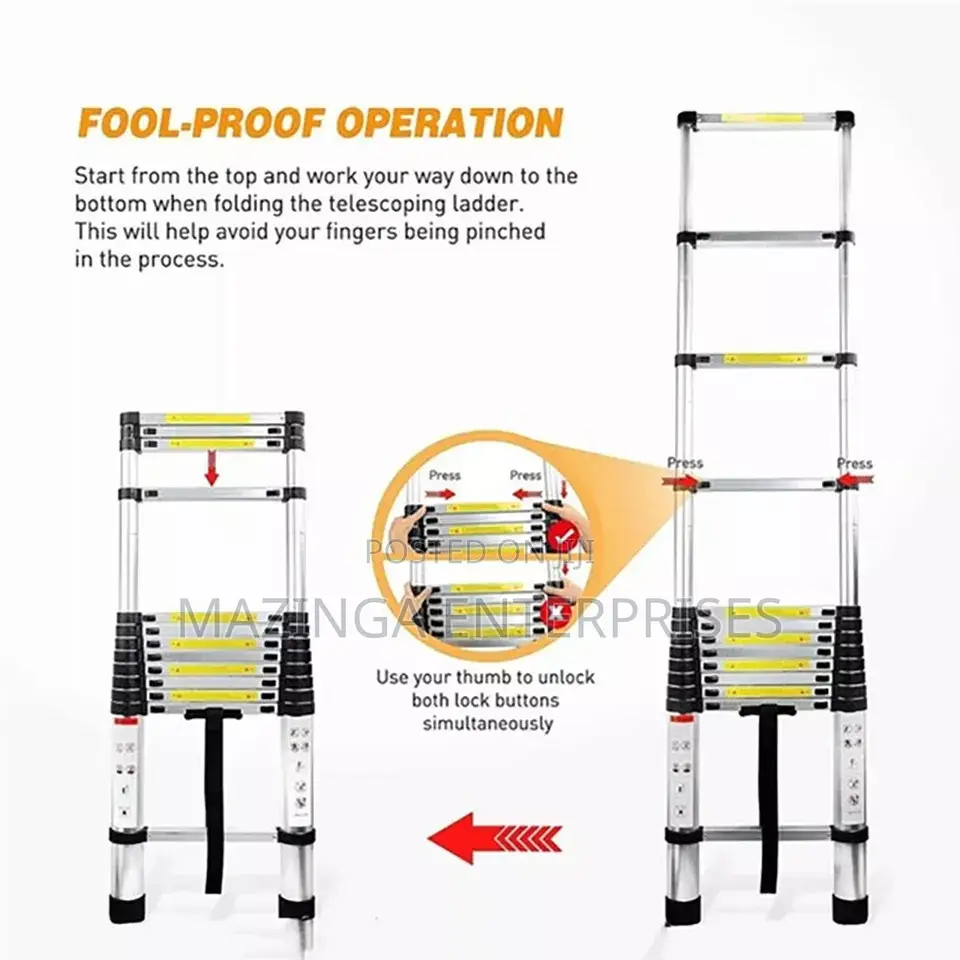 3.8meters Adjustable Telescopic Aluminium Folding Ladder