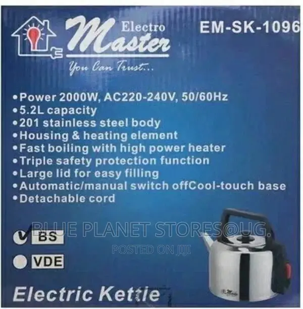 Electro Master 5.2L Cordless Kettles || 2000w || EM-SK-1096