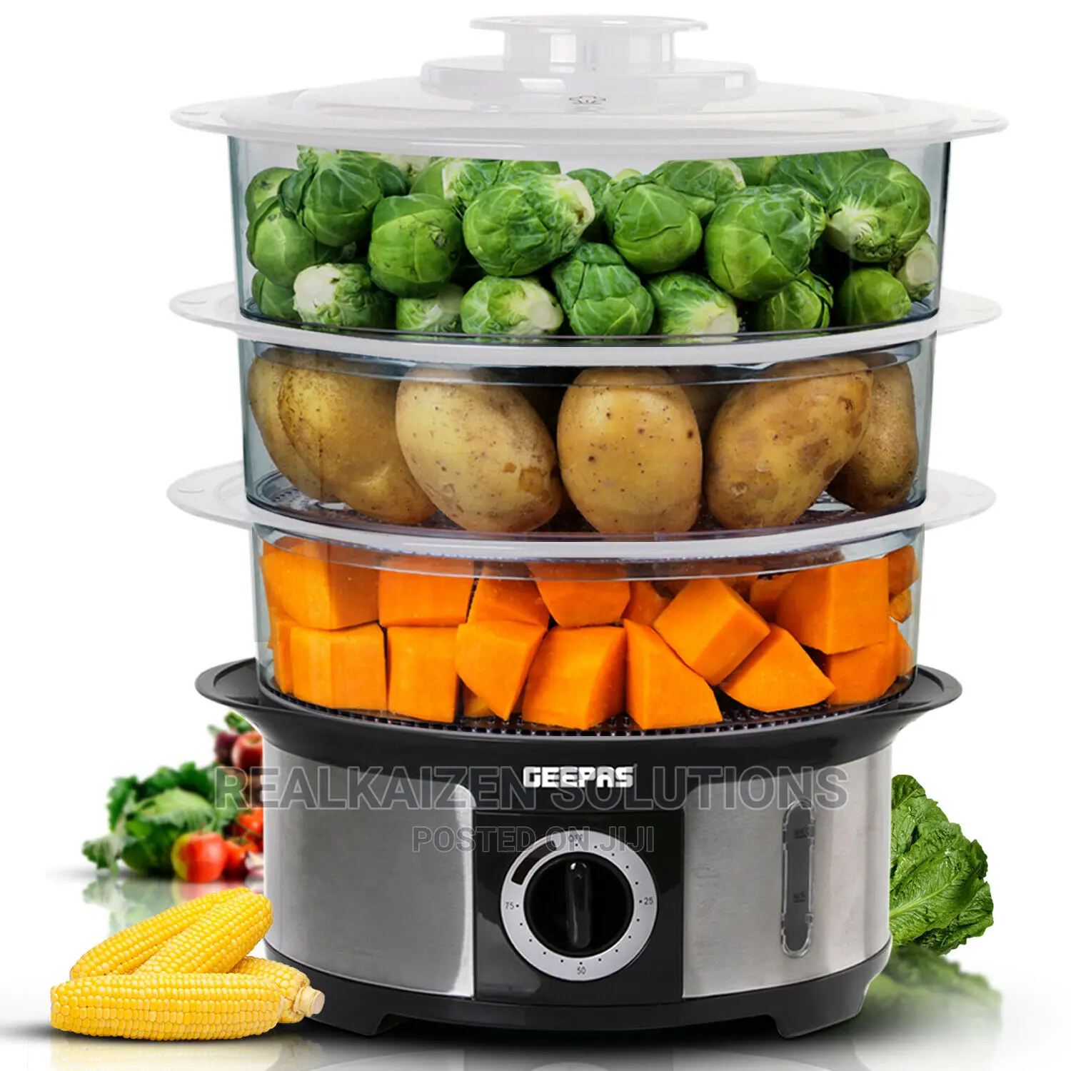 GEEPAS 12L - 3 Tiers | 75 Minutes Timer Food Steamer 1000W