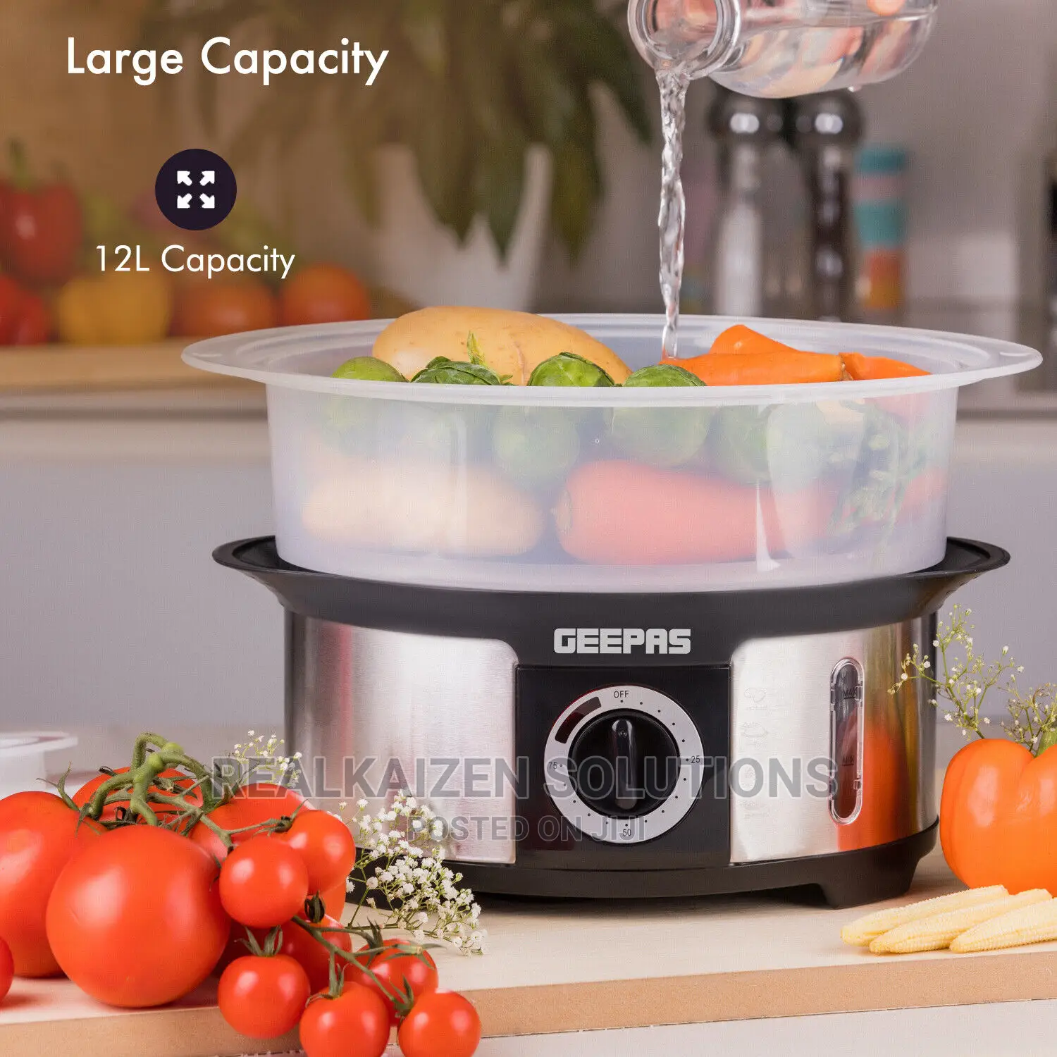 GEEPAS 12L - 3 Tiers | 75 Minutes Timer Food Steamer 1000W