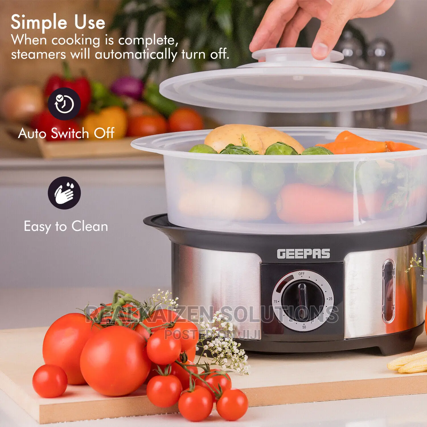 GEEPAS 12L - 3 Tiers | 75 Minutes Timer Food Steamer 1000W