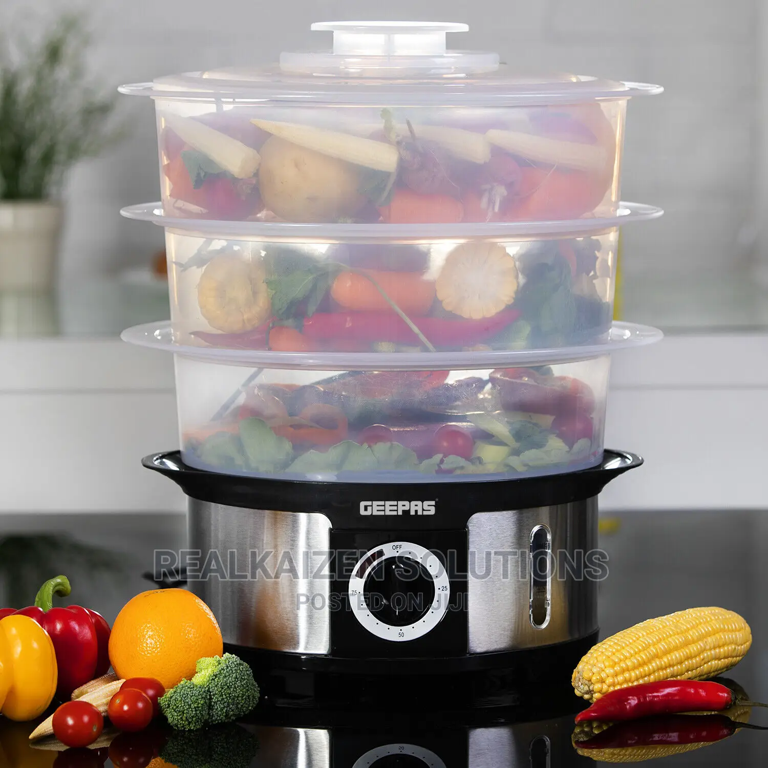 GEEPAS 12L - 3 Tiers | 75 Minutes Timer Food Steamer 1000W