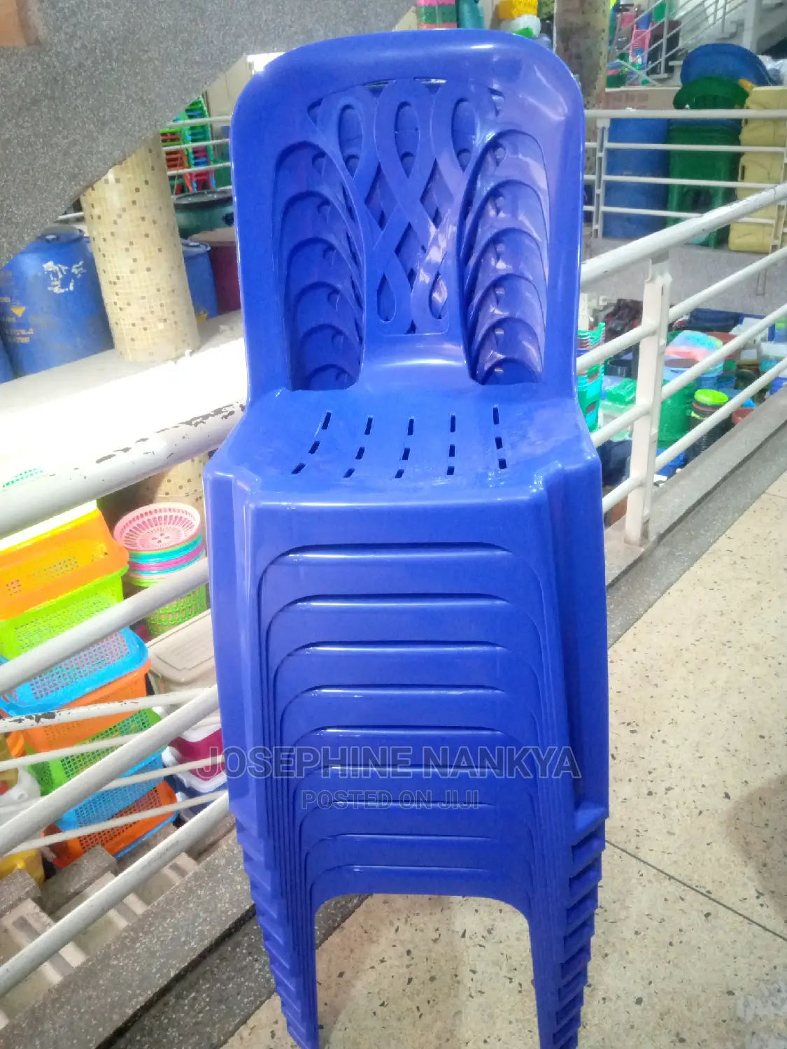 Nice Armless Plastic Chair , Blue