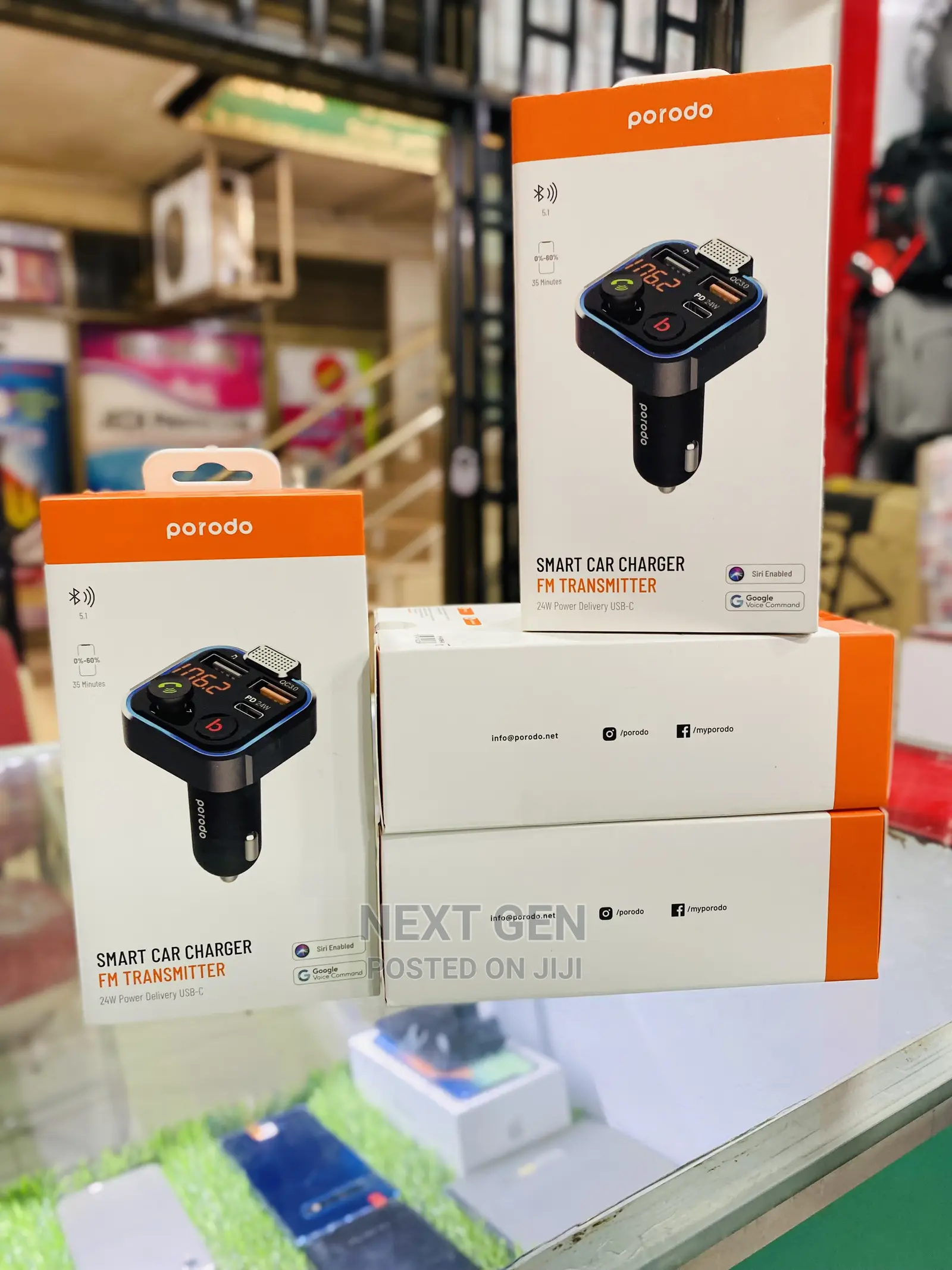 Porodo Car Transmitter With 24W Power Delivery Usb-c