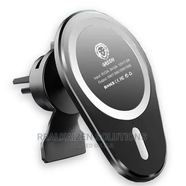 Green 15W Wireless Magnetic Car Mount Charger