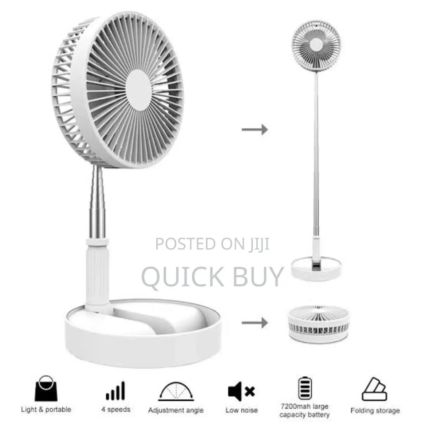 Portable Rechargeable Foldable Fan/Stand Fan/Led Light