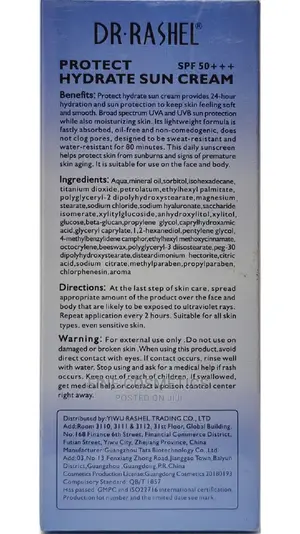 Dr Rashel Long Last Hydrate Sun Cream With SPF50 UV Protect