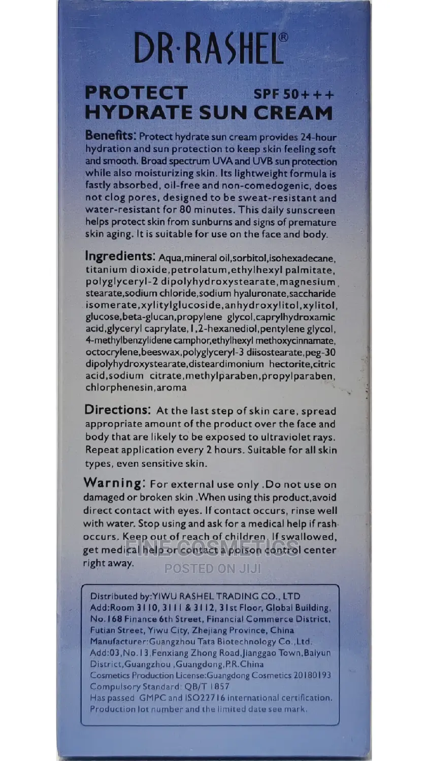 Dr Rashel Long Last Hydrate Sun Cream With SPF50 UV Protect