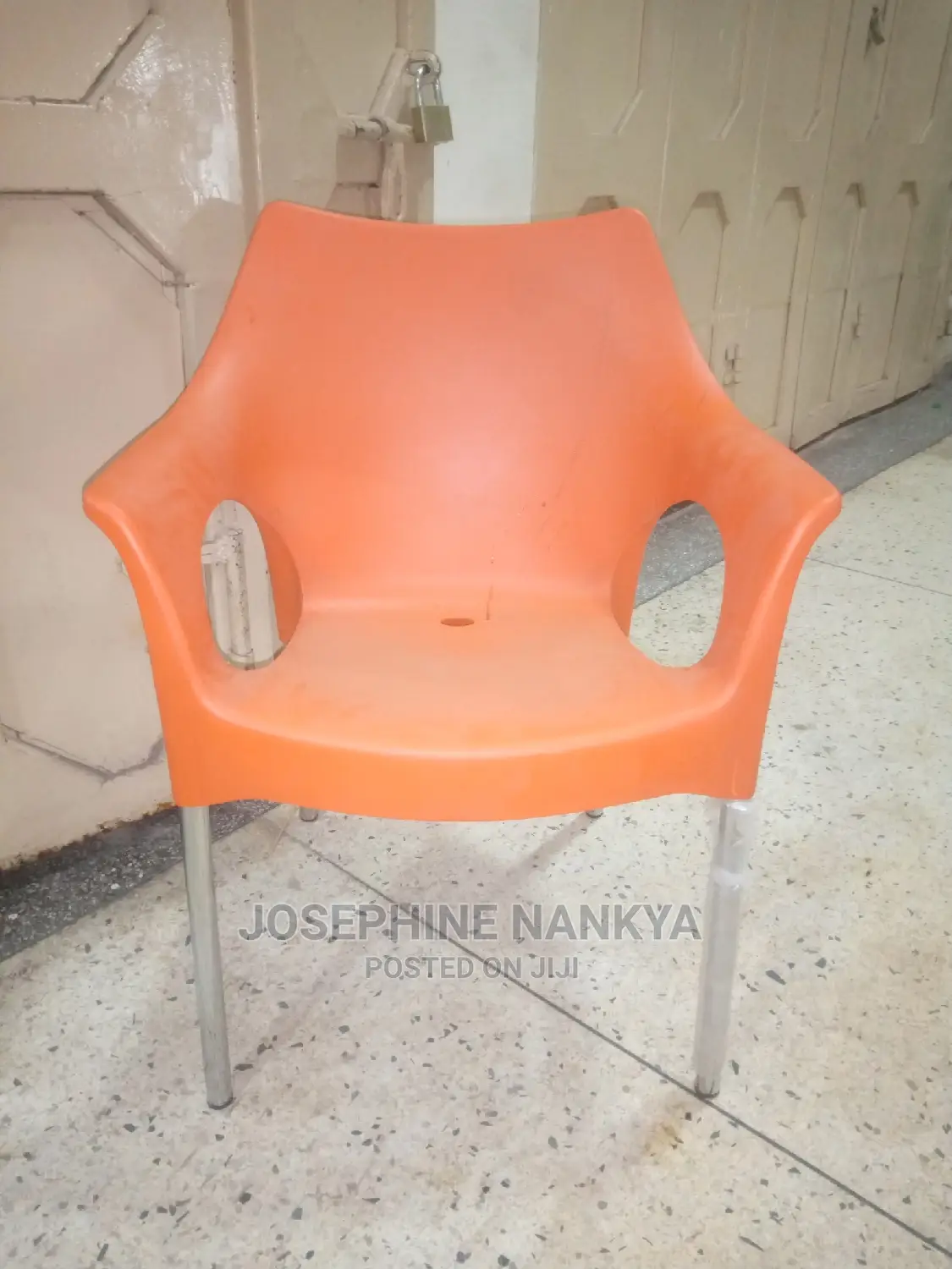 Plastic New Model Chairs With Metallic Legs, Orange