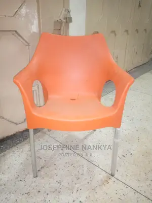 Plastic New Model Chairs With Metallic Legs, Orange