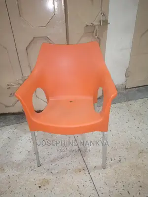 Plastic New Model Chairs With Metallic Legs, Orange