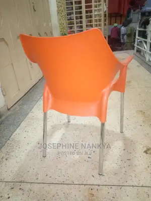 Plastic New Model Chairs With Metallic Legs, Orange
