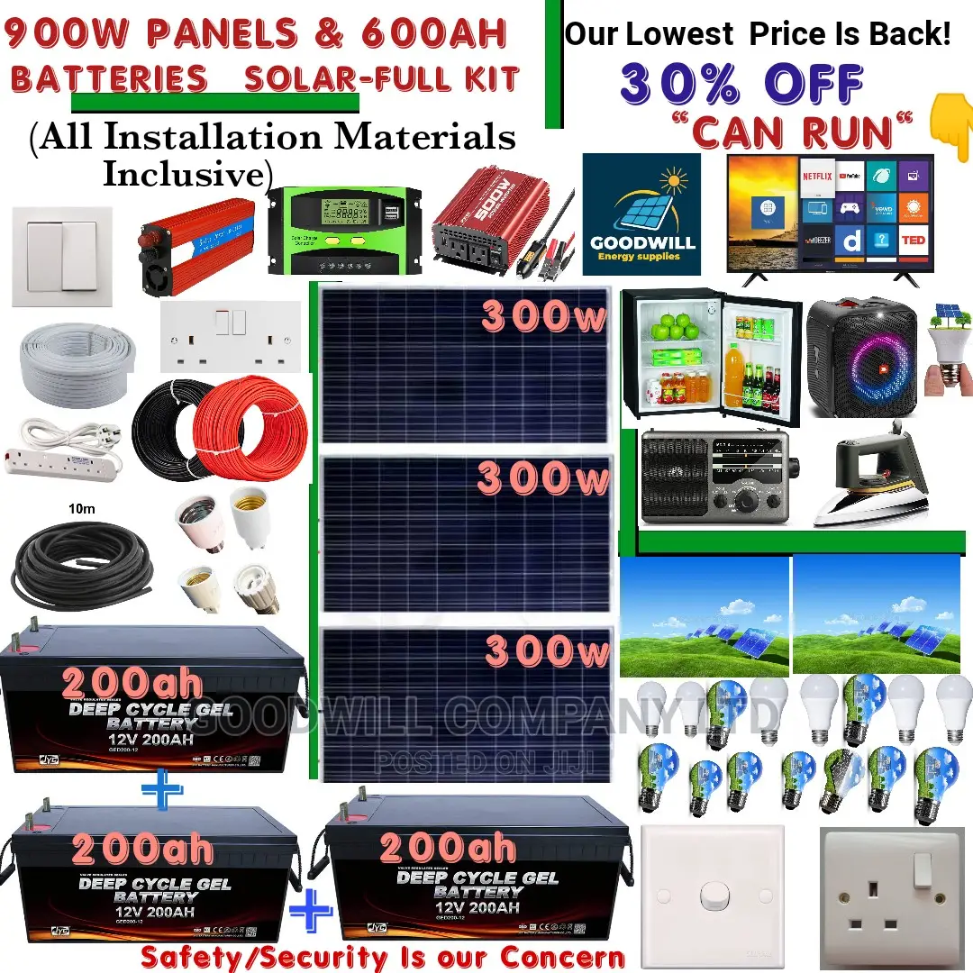 900w Home Solar System With 600ah Batteries