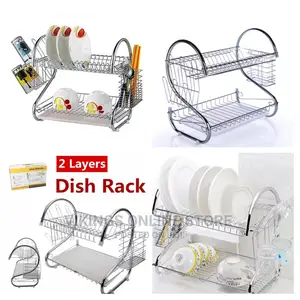 2 Layer Stainless Steel Dish Drying Drainer Rack