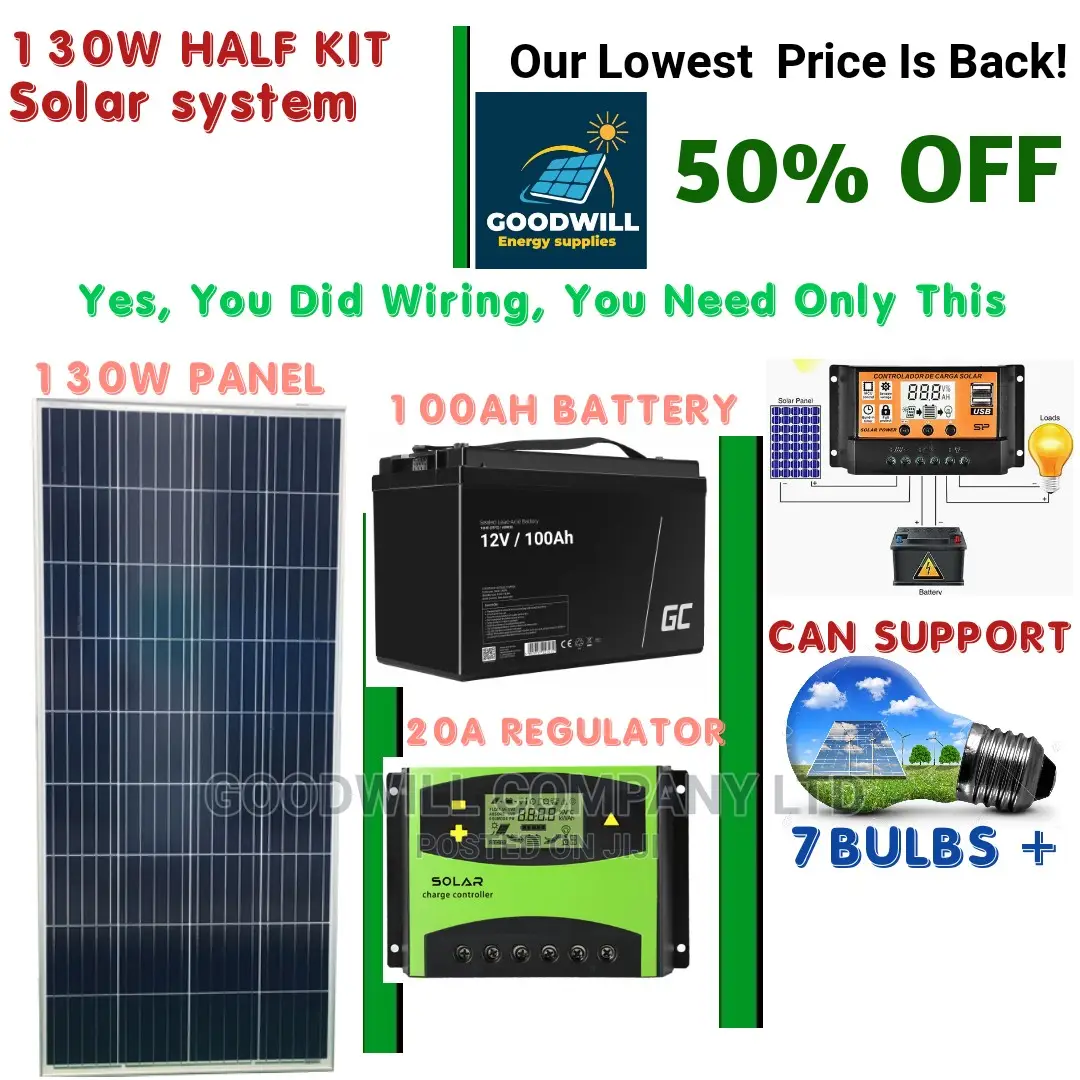 130w Solar Kit (Half Kit)