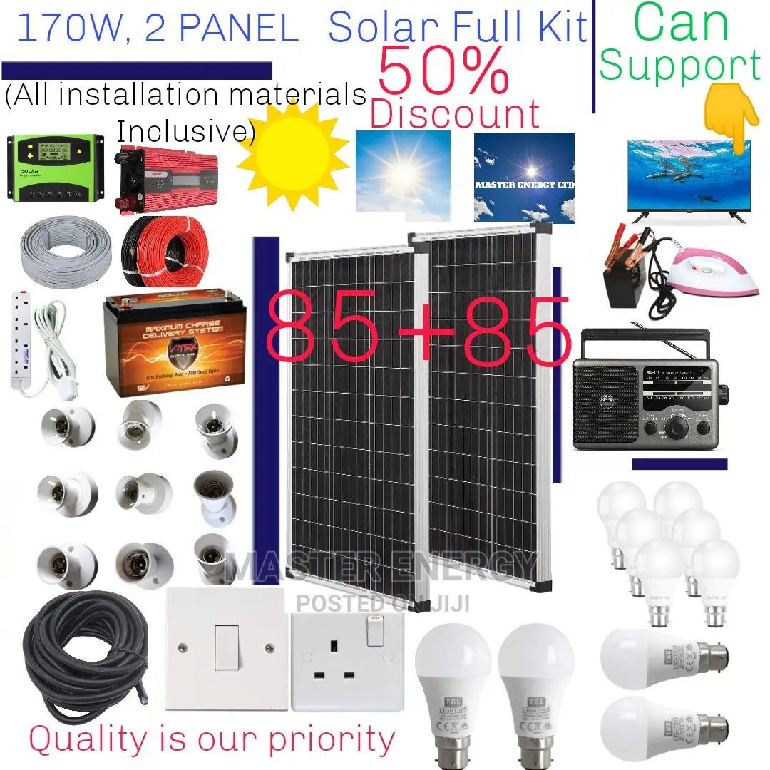 170W Solar System Full Kit, 2 Panels