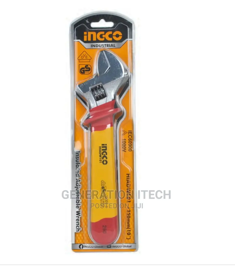 Ingco Insulated Adjustable Wrench 250mm (10) HIADW101